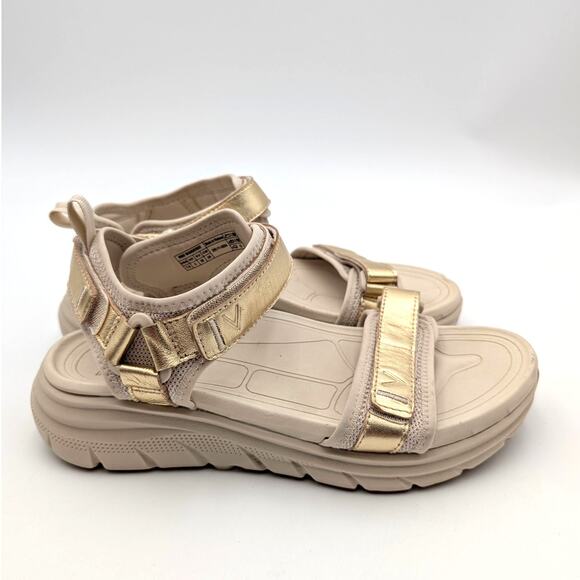 Vionic Walk Max Wanderer Sandal Women's Hook & Loop Gold Size US7.5 EU38 - Picture 3 of 11